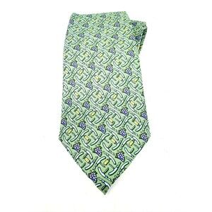 Vineyard Vines Wine Keys & Grapes on Green Corkscrew Neck Tie Napa USA 100% Silk